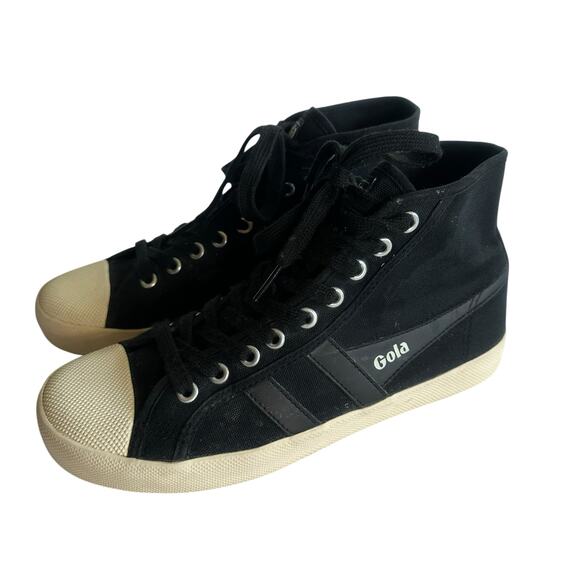 Gola Coaster Height High Top Sneakers CLA205 Black Lace Up EU 39 / US 8 Retro - Picture 2 of 6